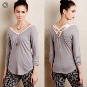 Anthropologie Deletta 3/4 Crisscross Back Top (SP)